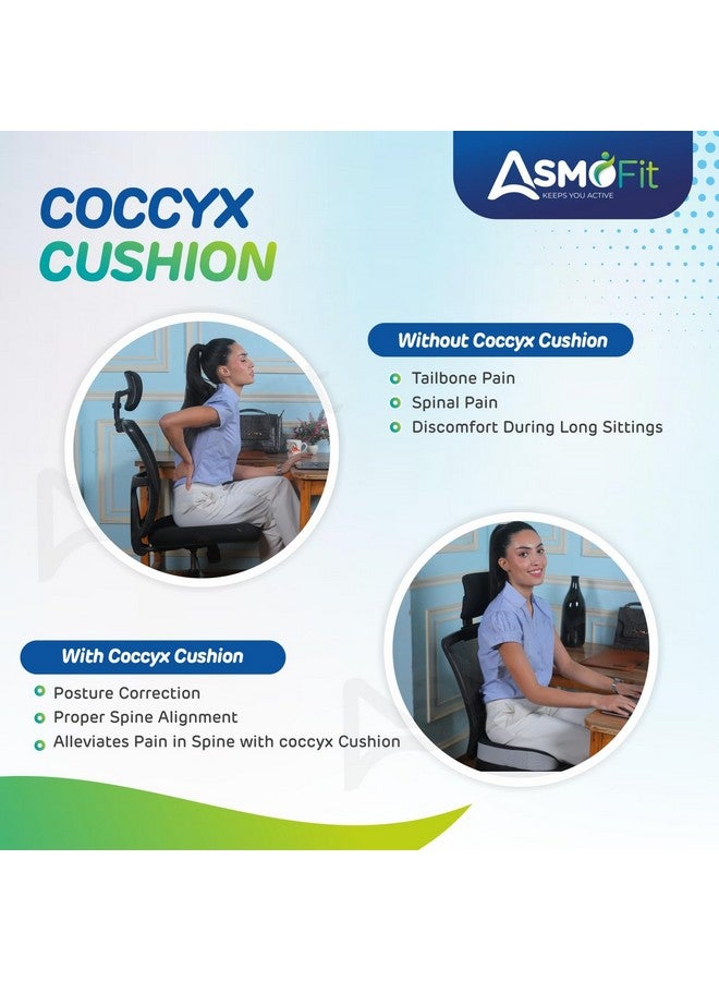 Asmofit وسادة أسمافيت لعظمة الذنب، تخفيف آلام العصب الوركي وآلام أسفل الظهر | مقعد طبي غير قابل للانزلاق من رغوة الذاكرة للجلوس الطويل على كرسي المكتب، المنزل والكراسي المتحركة، مقعد قيادة السيارة - (أسود رمادي) - Image 3