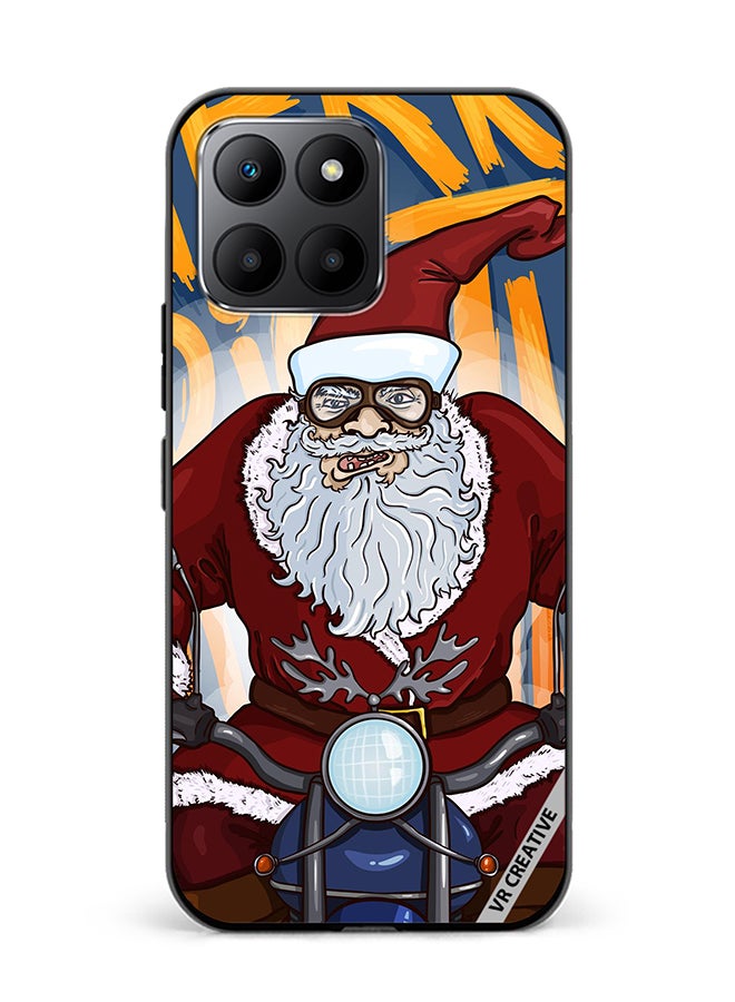 VR CREATIVE Protective Case Cover For Honor 70 Lite Cartoon Christmas Postcard Santa Claus On Motorcycle Design Multicolour - Image 1