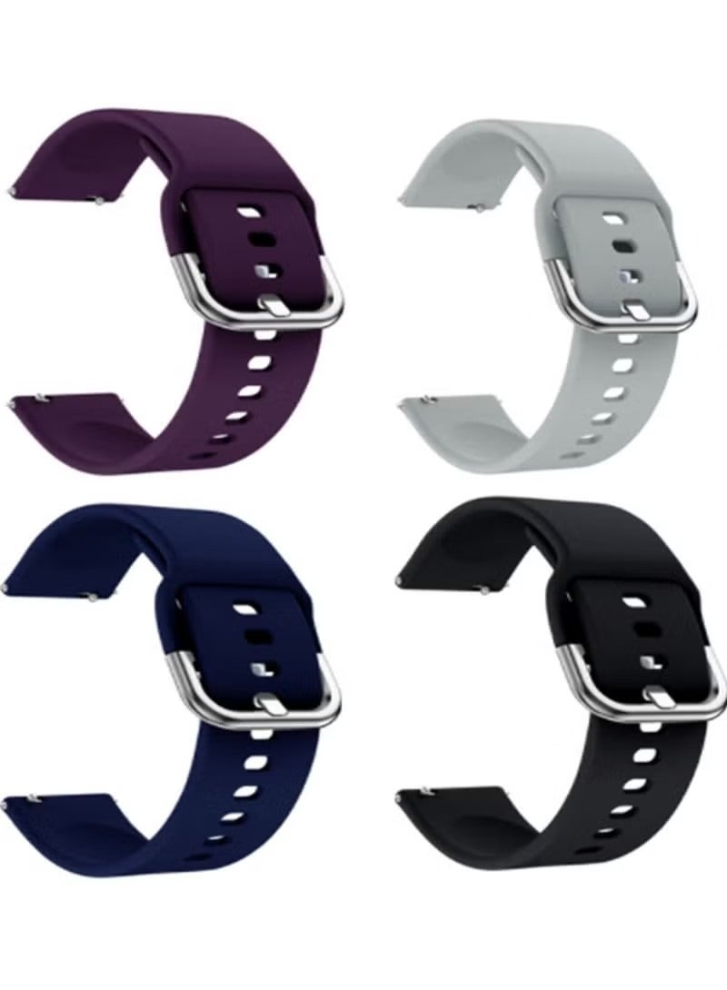 Silicone Sport Strap for Samsung Galaxy Active 2, 20 Mm Watch Bands Compatible for Samsung Galaxy Watch Active 2, Women Men, 4 Pack ( Black, White, Dark Purple, Dark Blue ) - Image 1