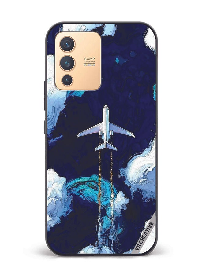 VR CREATIVE غطاء حماية لهاتف Vivo V23 5G بتصميم طائرة متعدد الألوان - Image 1