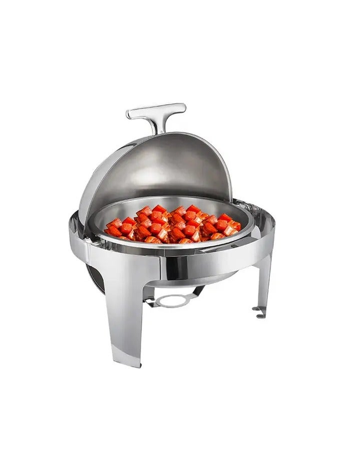 AFCO Stainless Steel Round Roll Top Chafing Dish, 3.5L Capacity, for Restaurants, Catered Events, Hotels, Weddings, Parties, Silver - Image 1