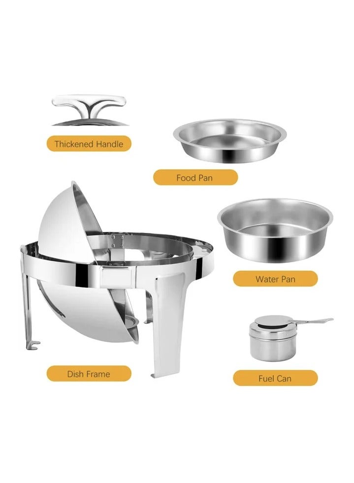 AFCO Stainless Steel Round Roll Top Chafing Dish, 3.5L Capacity, for Restaurants, Catered Events, Hotels, Weddings, Parties, Silver - Image 5
