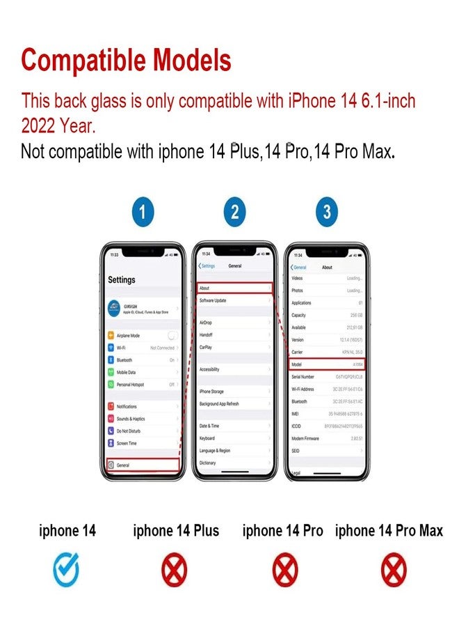 Perzework OEM Rear Back Glass Replacement for iPhone 14 6.1 inches with Reparing Toolkit and Pre-Installed Adhesive (Starlight White) - Image 2