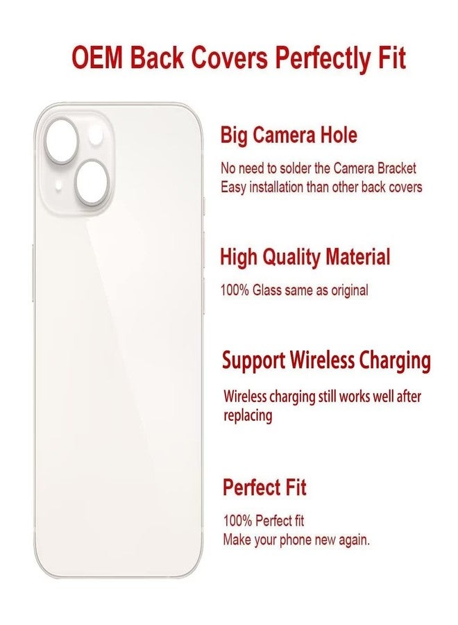 Perzework OEM Rear Back Glass Replacement for iPhone 14 6.1 inches with Reparing Toolkit and Pre-Installed Adhesive (Starlight White) - Image 3