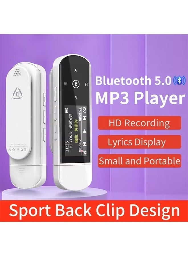 رويزو مشغل موسيقى بلوتوث رويزو MP3 مشغل موسيقى يو إس بي صغير محمول بمشغل مقطوعات رياضي مثبت على الحزام يدعم تسجيل الراديو وساعة وعداد خطوات - Image 1