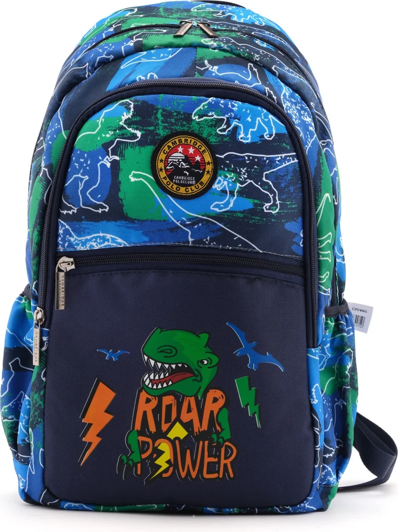Cambridge Polo Club Dinosaur Three Compartment Primary School Bag for Boys