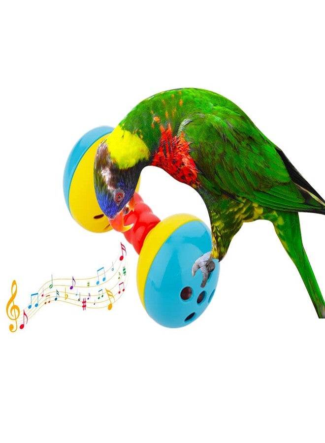 DQITJ 2 Pcs Bird Barbell Dumbell Foot Toy, Enrichment Rattles Bells Foot Toy for Small Bird Parrot Parakeet Cockatiel Conure Love Birds - Image 2