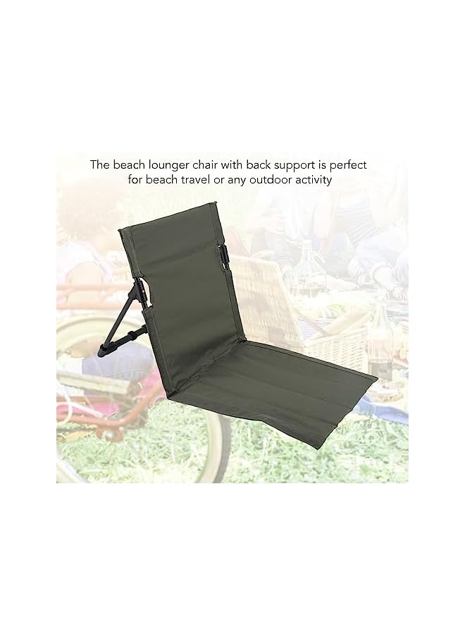 PROMASS كرسي شاطئ قابل للطي، كراسي شاطئ قابلة للإمالة محمولة في الهواء الطلق، كراسي رملية للتخييم للبالغين، مسند ظهر قابل للتعديل مع حقيبة، حصيرة مثالية للتسمير للاستلقاء تحت الشمس - Image 5