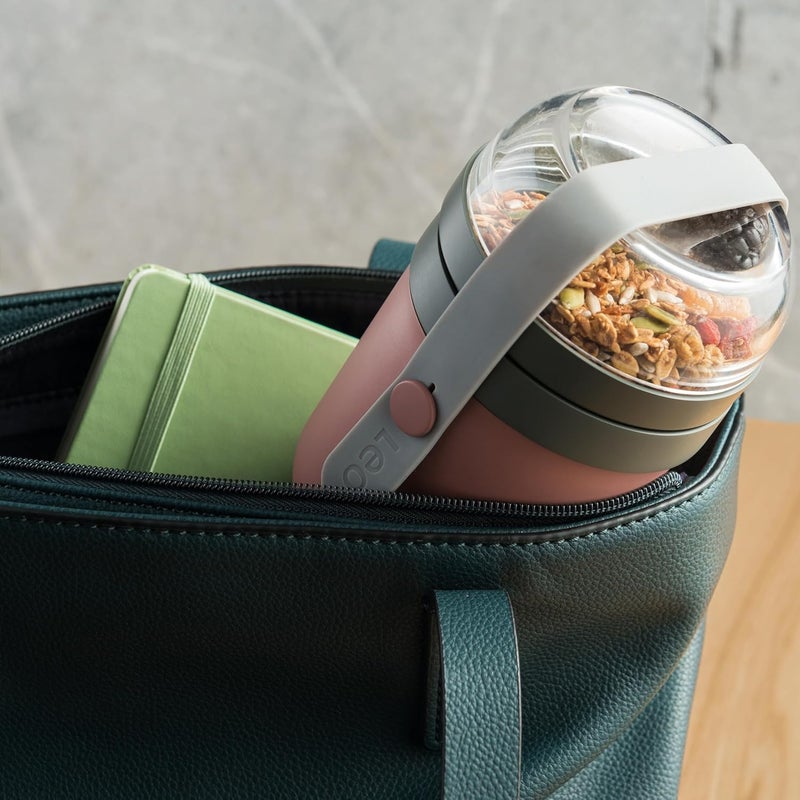 BergHOFF Leo Leak-Proof BPA-free Dual Lunch Pot 470ml , 2 x Watertight Stackable Containers, Lunch On The Go - Image 3
