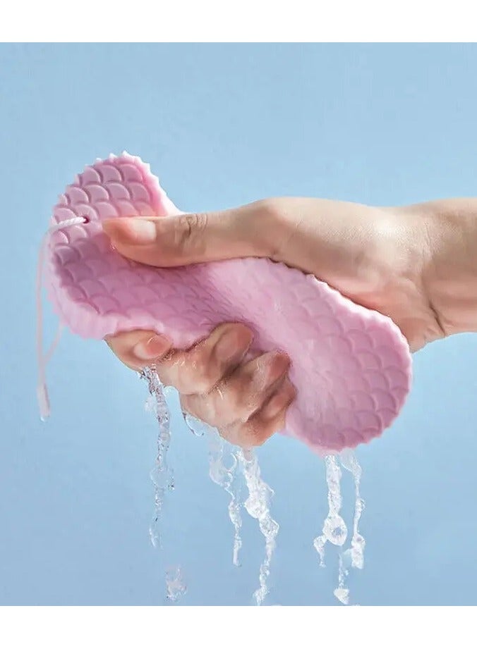 ORiTi 1Pc Soft Sponge Bath Body Brush Massage Rubbing Device Natural Bristle Soft Scrubber For Shower and Exfoliating - PINK - Image 2