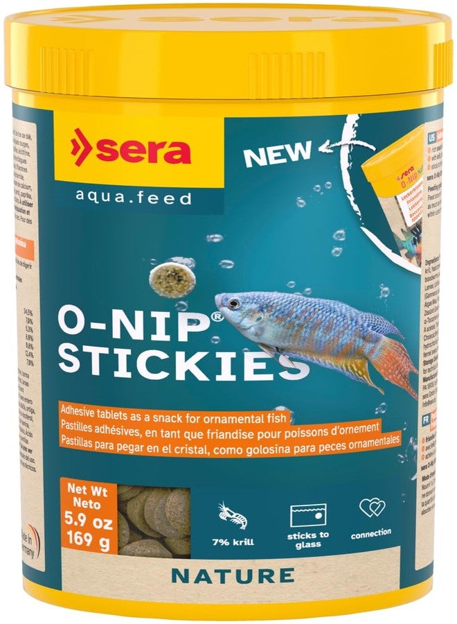 Sera O-Nip Stickies 265 Tabs 8.45 oz | Complete Feed for All Ornamental Fish | Adhesive Tablets Stick to The Aquarium Glass | High Protein | No Dyes & Preservatives | with Bloodworms, Krill & Tubifex - Image 1