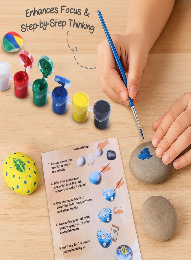 FIRSTCRY INTELLISKILLS Intelliskills DIY Rockin' Art Set for Kids 6+ Years– 5 Rocks,1 Marker & Brush, Paint kit, Rock Art & Craft Painting Kit, Creative Activity Kit,Boosts Focus & Hand Control, Birthday Gift, BIS Certified - Image 5