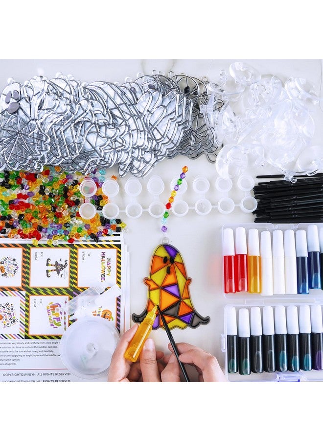 Winlyn 27 sets Halloween Ghost Suncatchers Ornaments Decorations DIY Window Paint Art Kits for Kids & Classroom Activities - Image 3