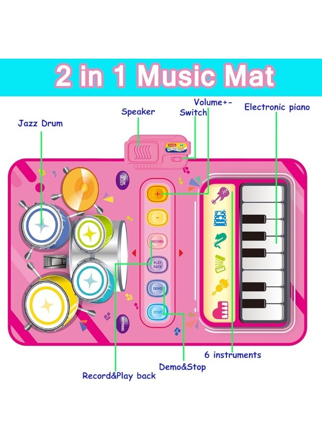 HONGID Toys for 1 Year Old Girl Gifts,2 in 1 Piano Mat Montessori Toys for 1 2 Year Old Girl,Educational Musical Toy First Birthday Gifts for 1 2 3 Year Old Girls,Christmas Stocking Stuffers for Toddler Girl - Image 1