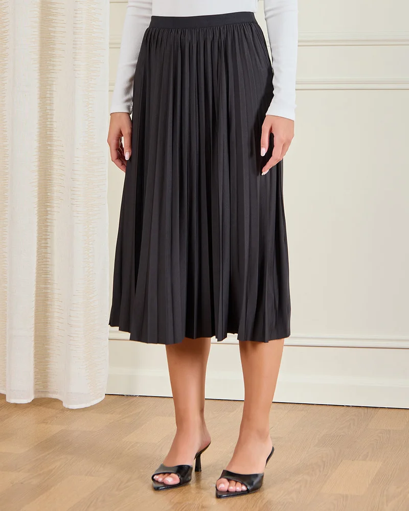 REDTAG Black Pleated Skirt