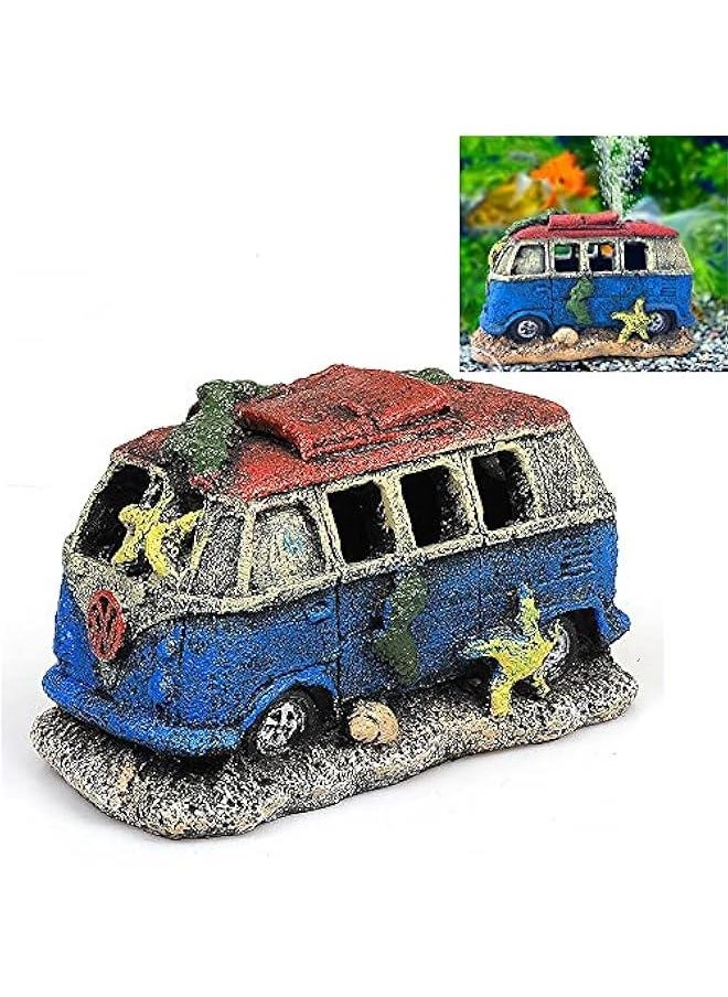 Beauenty - Aquarium Decoration Resin Imitation Car Wreck,Fish Tank Supplies Accessories Ornament Hideouts Stone Air Bubble Stone Oxygen Pump - Image 1