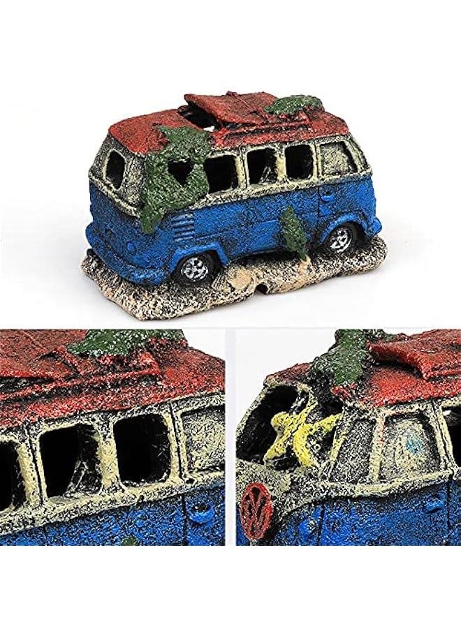 Beauenty - Aquarium Decoration Resin Imitation Car Wreck,Fish Tank Supplies Accessories Ornament Hideouts Stone Air Bubble Stone Oxygen Pump - Image 1