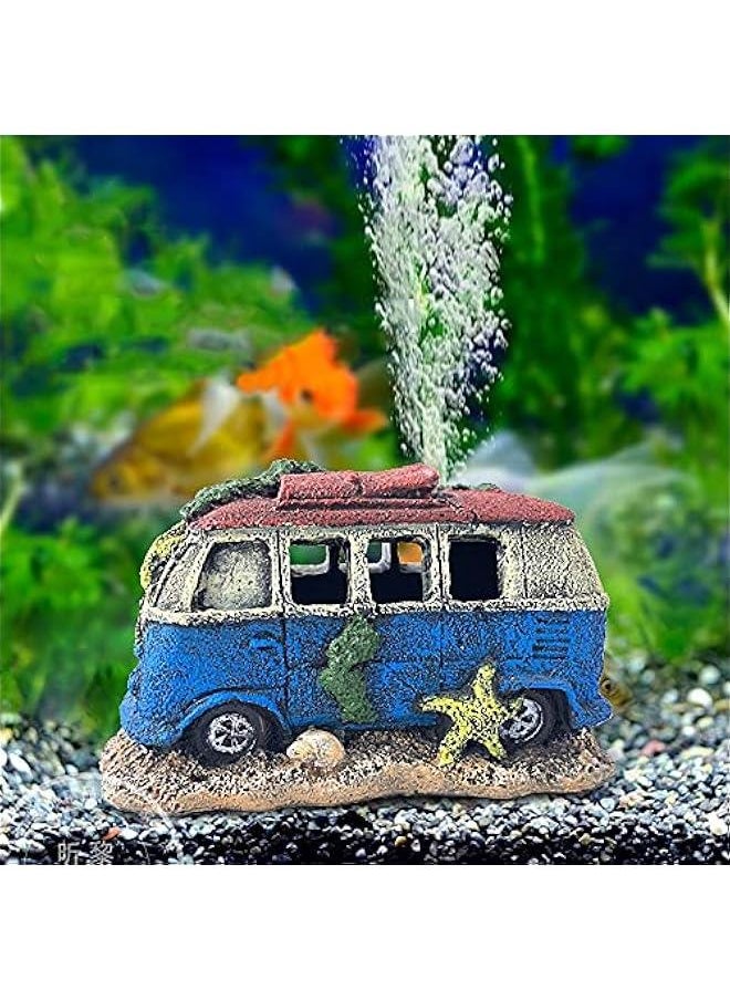 Beauenty - Aquarium Decoration Resin Imitation Car Wreck,Fish Tank Supplies Accessories Ornament Hideouts Stone Air Bubble Stone Oxygen Pump - Image 1
