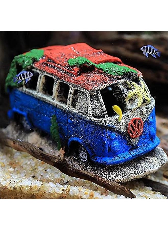 Beauenty - Aquarium Decoration Resin Imitation Car Wreck,Fish Tank Supplies Accessories Ornament Hideouts Stone Air Bubble Stone Oxygen Pump - Image 1