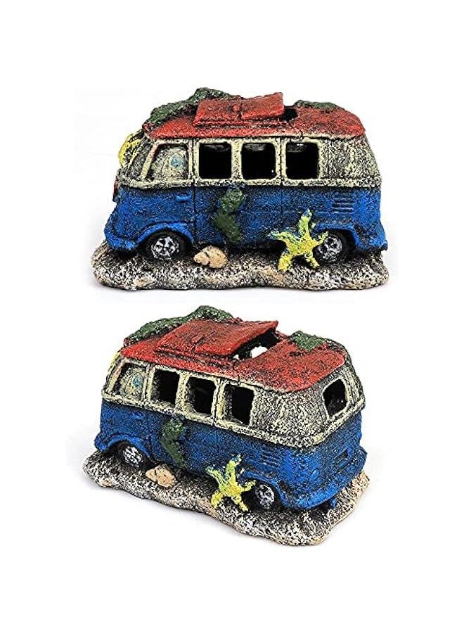 Beauenty - Aquarium Decoration Resin Imitation Car Wreck,Fish Tank Supplies Accessories Ornament Hideouts Stone Air Bubble Stone Oxygen Pump - Image 1
