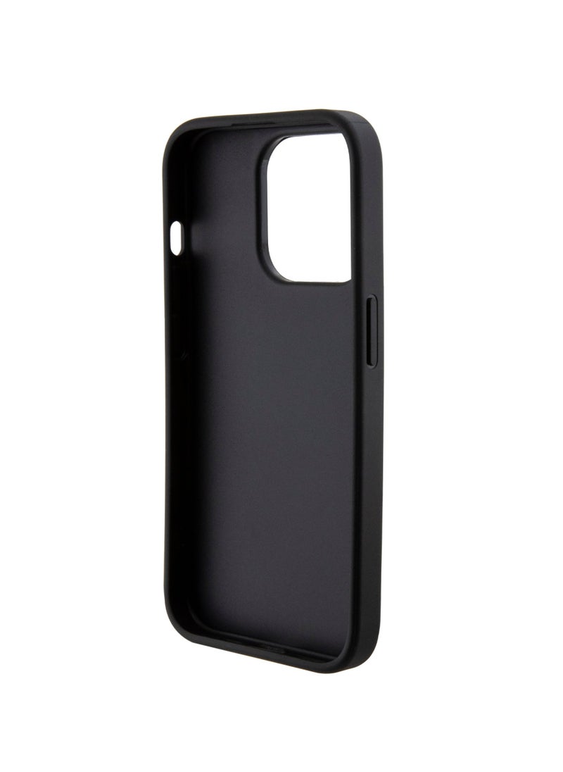 GUESS iPhone 15 Pro Case Grip stand Saffiano with 4G Strass Metal Logo / Damage and Scratch Protection - Black  - Image 5