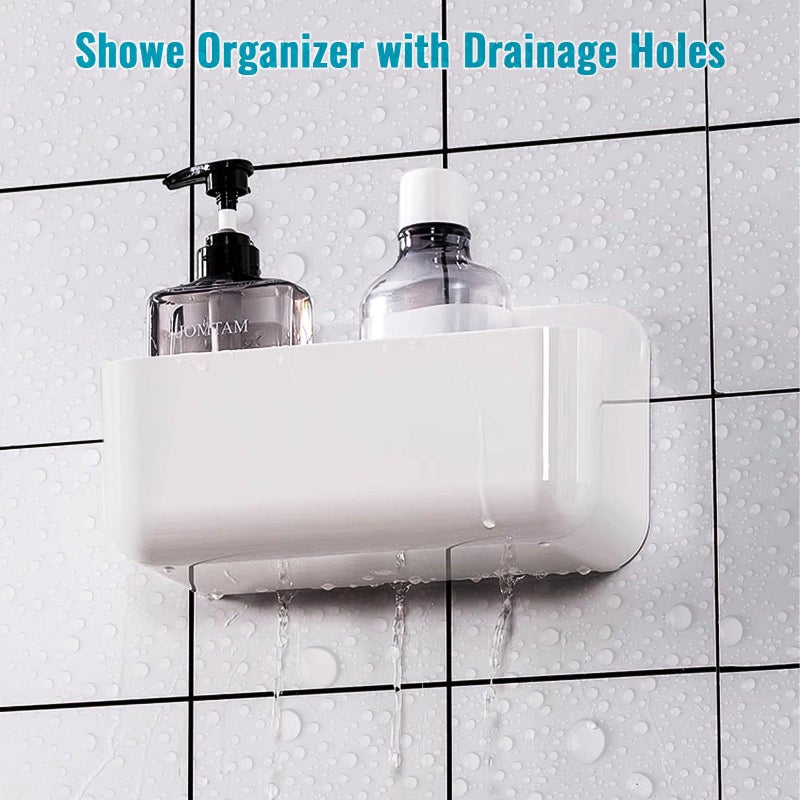 CGBE 2 Packs Cabinet Door Organizer  Acrylic Adhesive Shelf Wall Mounted Storage  Self Adhesive Shower Shelves Without Drilling  Automatic Draining Clear Shower Organizer for Bathroom - Image 2