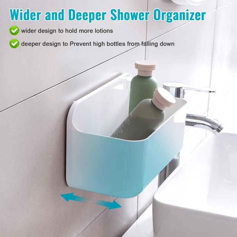 CGBE 2 Packs Cabinet Door Organizer  Acrylic Adhesive Shelf Wall Mounted Storage  Self Adhesive Shower Shelves Without Drilling  Automatic Draining Clear Shower Organizer for Bathroom - Image 3