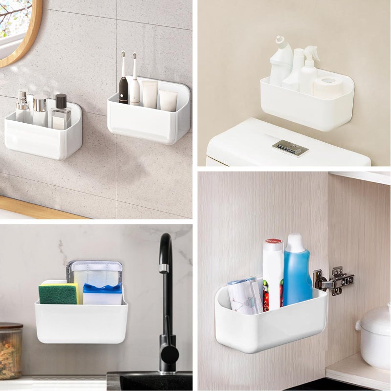 CGBE 2 Packs Cabinet Door Organizer  Acrylic Adhesive Shelf Wall Mounted Storage  Self Adhesive Shower Shelves Without Drilling  Automatic Draining Clear Shower Organizer for Bathroom - Image 4