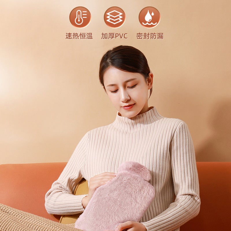 Machine Hall Plush Water Injection Water Bag Warm Hand Compress Belly Leak-Proof Portable Lasting Warm Water Bag - Image 5