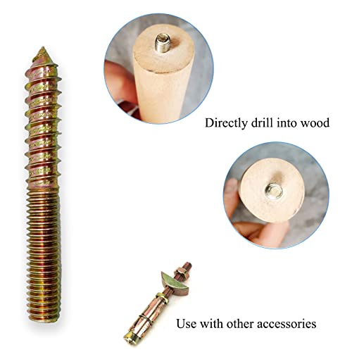 Yoliko 12 Pack 3/8-16 x 3 Inch Hanger Bolts 3/8-16" Double Headed Bolts 3/8 Wood Dowel Screw Self-Tapping Screw Hanger Bolts for Furniture Double Head Threaded Rods Bolt 75mm Length - Image 4