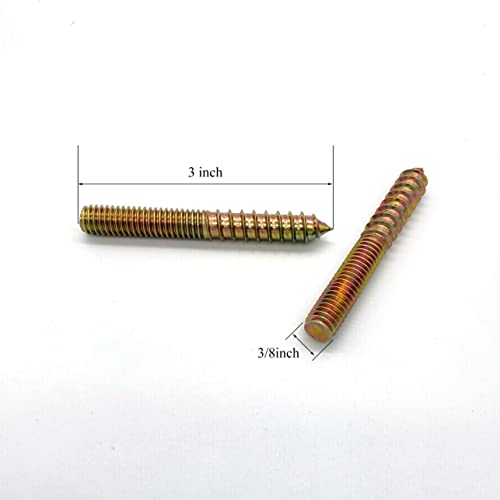 Yoliko 12 Pack 3/8-16 x 3 Inch Hanger Bolts 3/8-16" Double Headed Bolts 3/8 Wood Dowel Screw Self-Tapping Screw Hanger Bolts for Furniture Double Head Threaded Rods Bolt 75mm Length - Image 3