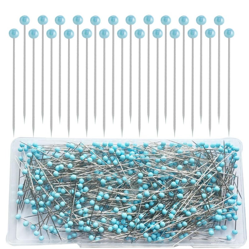 Sunenlyst 500 PCS Quilting Pins 175IN Straight Pins Long Blue Glass Ball Head Sewing Pins for Fabric Stainless Steel Dressmaker for Sewing Crafts Jewelry Making DIY - Image 3