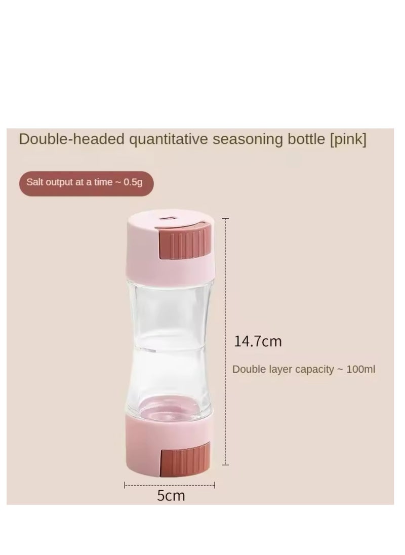 BLUE CORAL Double Head Salt and Pepper Shaker with Pour Holes, Spice Organizer for Home and Hotels, Dining Table Seasoning (Pink)  - Image 2