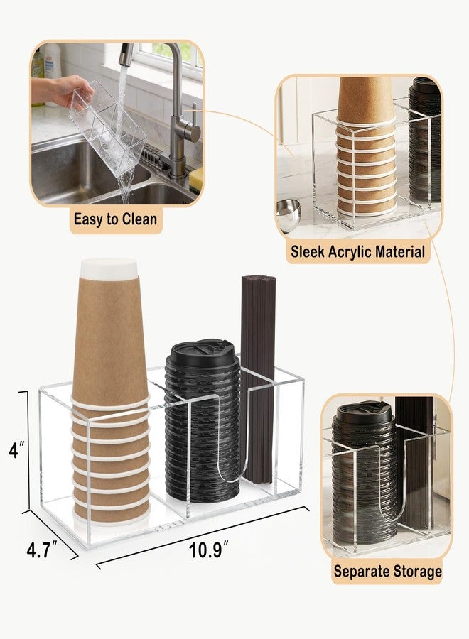 Suprock Acrylic Coffee Cup Holder for Countertop, 3-Slot Coffee Bar Organizer for Cups Lids Straws, Clear Coffee Station Organizer for Coffee Bar Accessories - Image 3