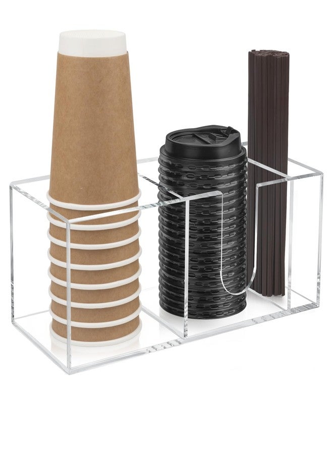 Suprock Acrylic Coffee Cup Holder for Countertop, 3-Slot Coffee Bar Organizer for Cups Lids Straws, Clear Coffee Station Organizer for Coffee Bar Accessories - Image 1