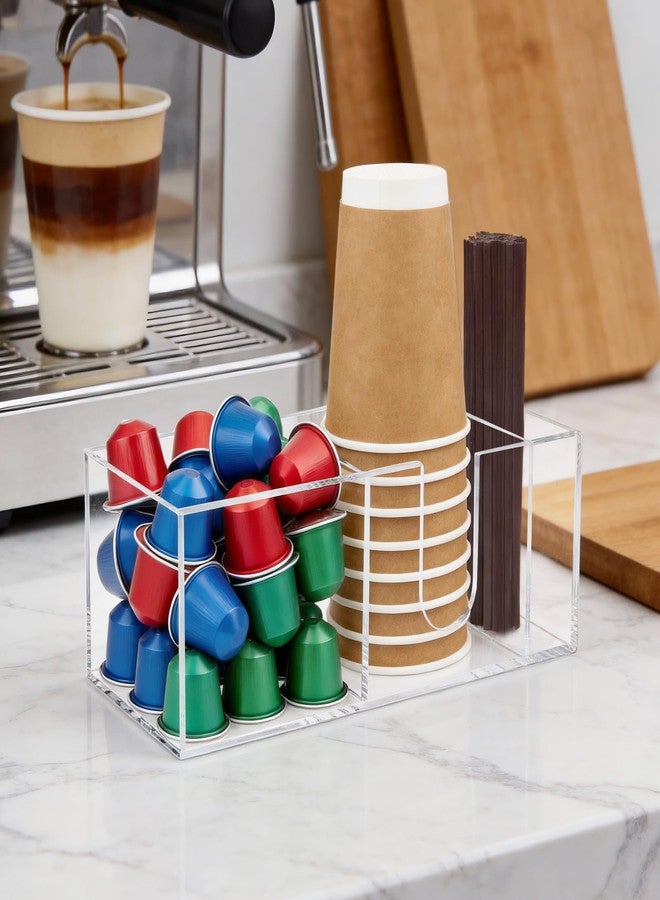 Suprock Acrylic Coffee Cup Holder for Countertop, 3-Slot Coffee Bar Organizer for Cups Lids Straws, Clear Coffee Station Organizer for Coffee Bar Accessories - Image 5