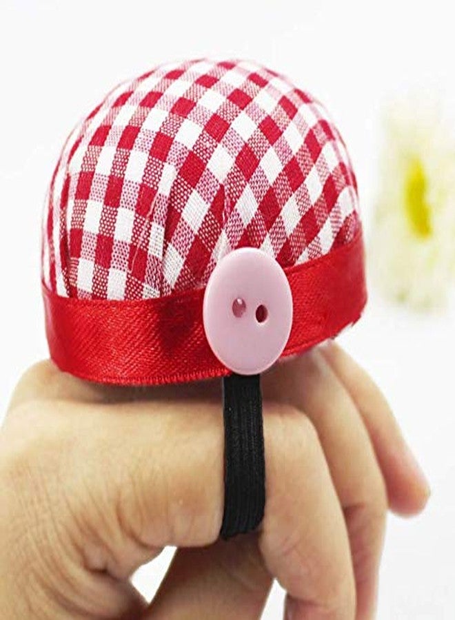 لاسوم وسائد دبابيس الخياطة القابلة للارتداء على المعصم من LASSUM ذات الشبكات المربعة الحمراء لحامل دبابيس الخياطة والتبطين - Image 5