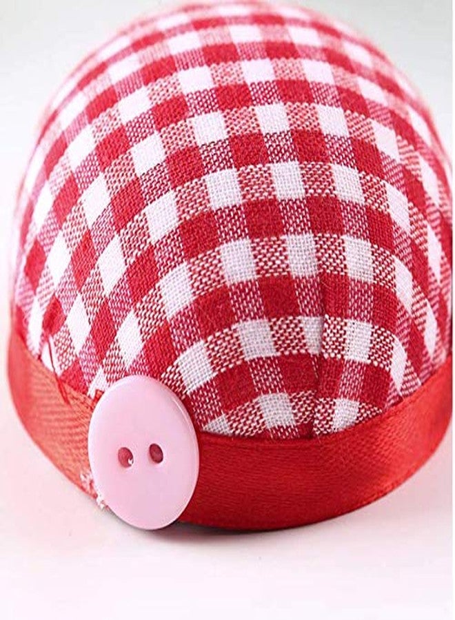 لاسوم وسائد دبابيس الخياطة القابلة للارتداء على المعصم من LASSUM ذات الشبكات المربعة الحمراء لحامل دبابيس الخياطة والتبطين - Image 4