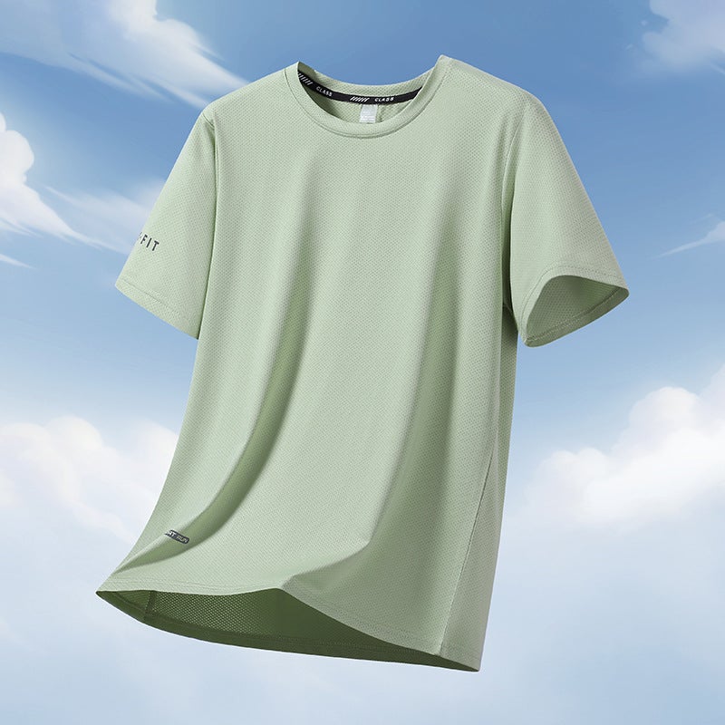 Large Size Ice Cooling Elastic Ice Silk Short-Sleeved Casual Versatile Shirt - Image 1