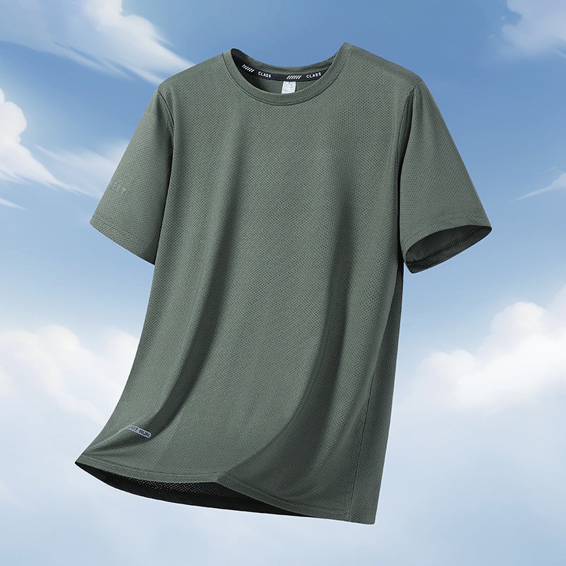 Large Size Ice Cooling Elastic Ice Silk Short-Sleeved Casual Versatile Shirt - Image 3