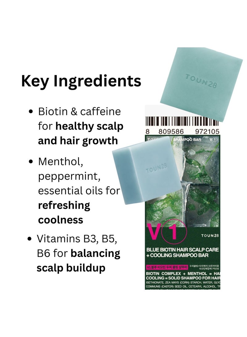 TOUN28 Cooling Shampoo Bar for Hair Growth & Scalp Strength with Caffeine, Menthol & Peppermint, Silicone-Free, Certified Vegan, Zero Waste, For Women & Men, Made in Korea, 100g - Image 2