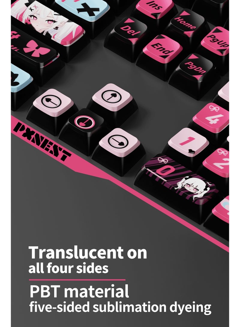 Pxnest 118 Keys Translucent PBT Keycaps Set, XDA Profile Five-Sided Dye Sublimation, Side Light Transmission, Compatible with Mechanical Keyboards - Image 3