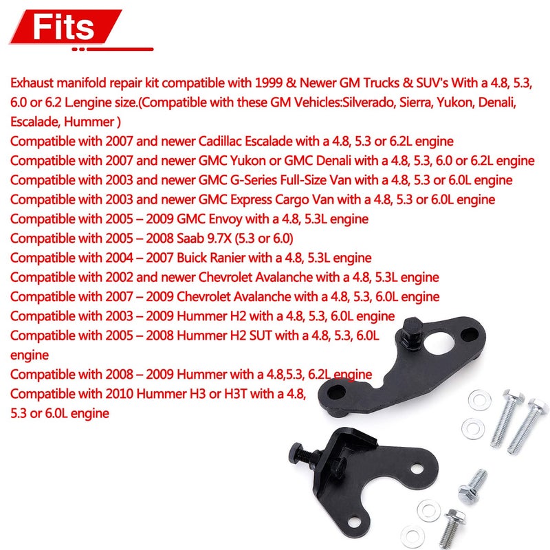 RJSPHH Exhaust Manifold Bolt Repair Kit Driver Rear & Passenger Exhaust Manifold Bolt Repair Kit Compatible with Newer GM Trucks & SUVs With a 4.8L 5.3L 6.0L 1999-2021 or 6.2L 1999-2013 engine - Image 2