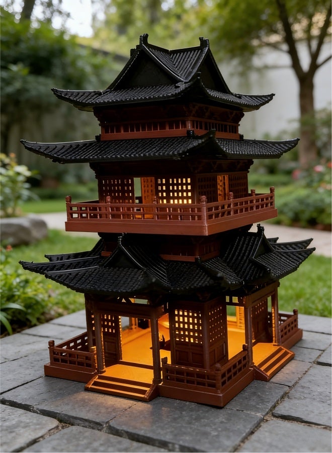 زينة جناح مصغرة على شكل مبنى صيني عتيق لتزيين الحدائق الخارجية وديكورات البونساي وإكسسوارات المناظر الطبيعية الصغيرة - Image 4
