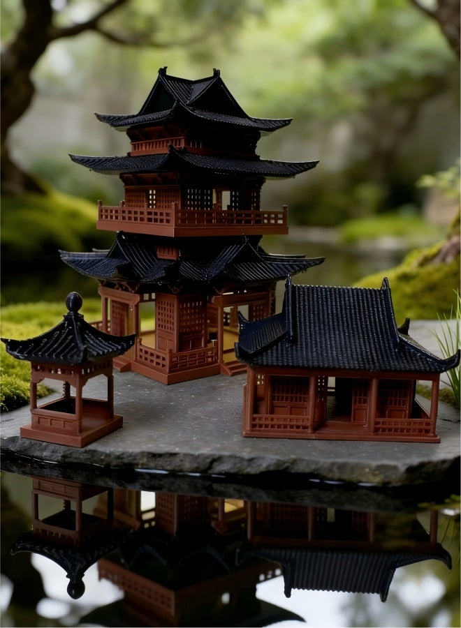زينة جناح مصغرة على شكل مبنى صيني عتيق لتزيين الحدائق الخارجية وديكورات البونساي وإكسسوارات المناظر الطبيعية الصغيرة - Image 1