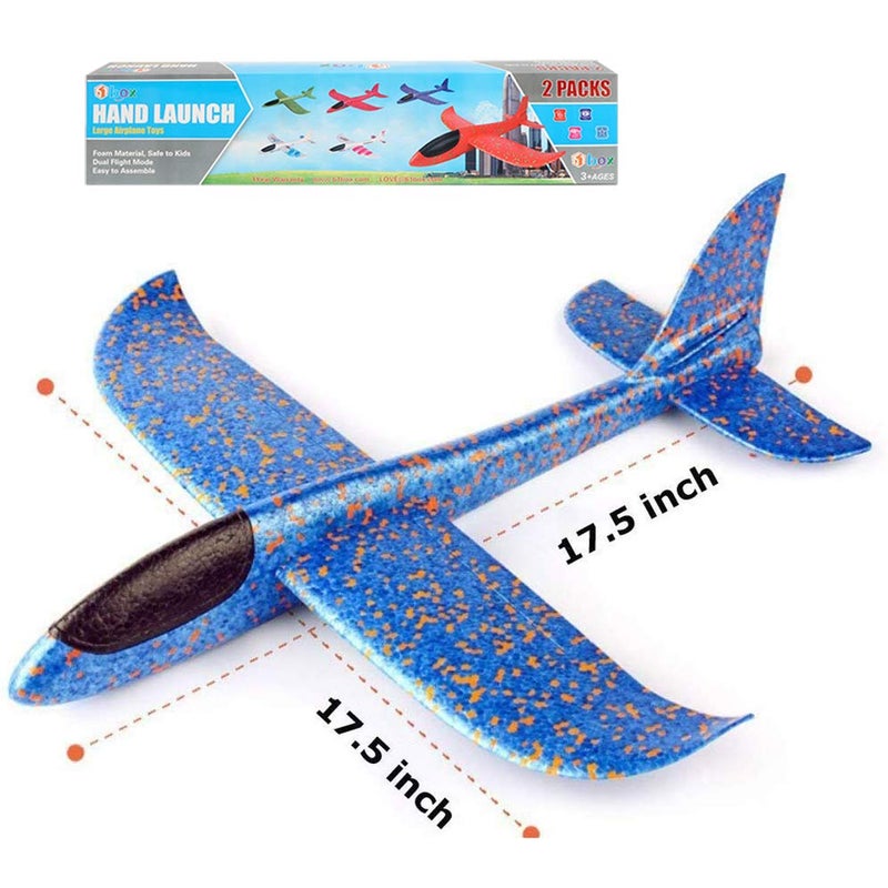 BooTaa 2 Pack Airplane Toys, 17.5 Large Throwing Foam Plane, 2 Flight Mode Glider, Flying Toy for Kids, Birthday Gifts for 3 4 5 6 7 8 9 10 11 12 Year Old Boys Girls, Outdoor Sport Toys Party Favors - Image 5