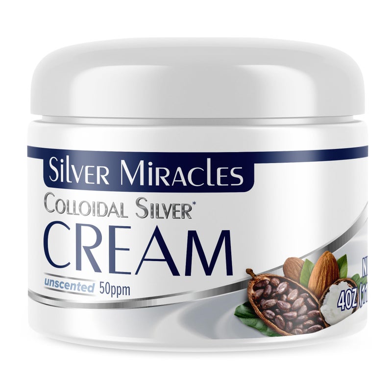Silver Miracles Colloidal Silver Cream  4oz  Colloidal Silver Skin Healing Cream  Scent And Dye Free  Moisturizes Dry Skin  Made With 99999 Pure Silver