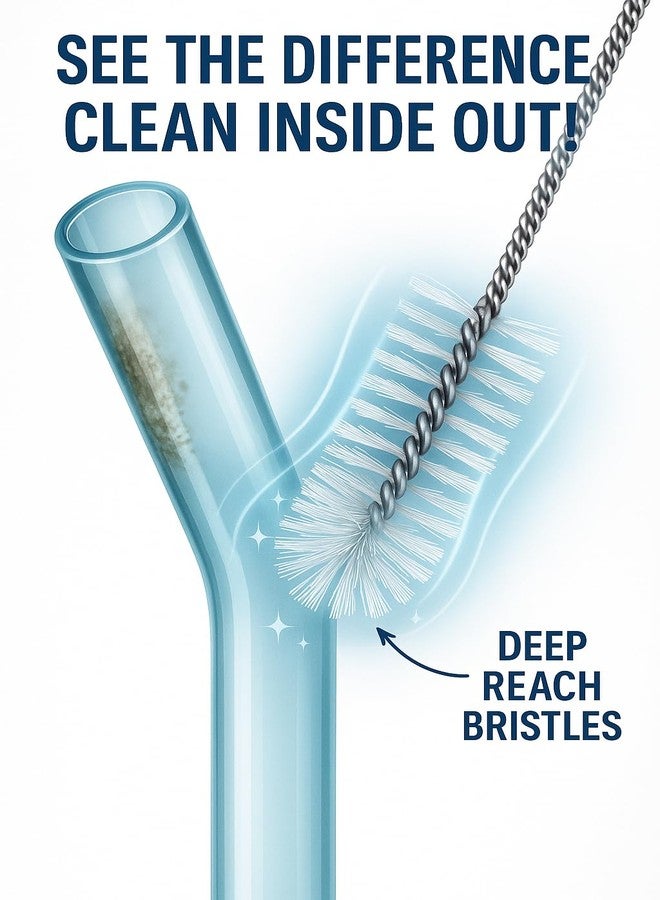 YTM 3 Drinking Straw Cleaning Brush Long - Bristle Cleaner for Stainless Steel Drink Straws Heavy Duty Brushes for Washing Glass Silicone Metal Straws Tea Pot Spout Mini Micro Bottle - Image 2