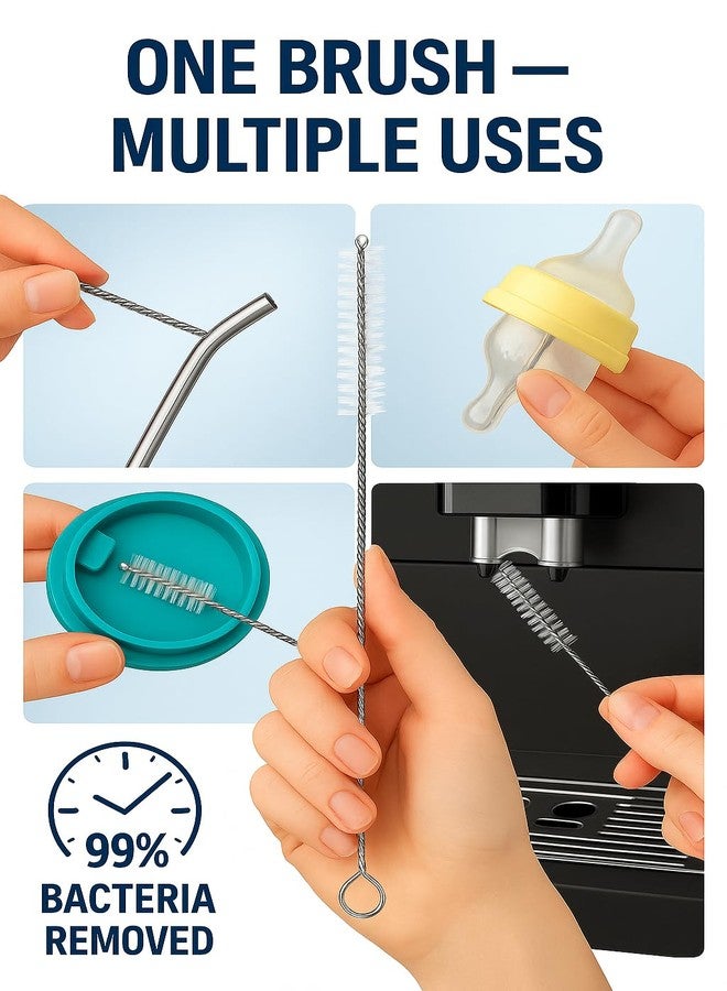 YTM 3 Drinking Straw Cleaning Brush Long - Bristle Cleaner for Stainless Steel Drink Straws Heavy Duty Brushes for Washing Glass Silicone Metal Straws Tea Pot Spout Mini Micro Bottle - Image 3