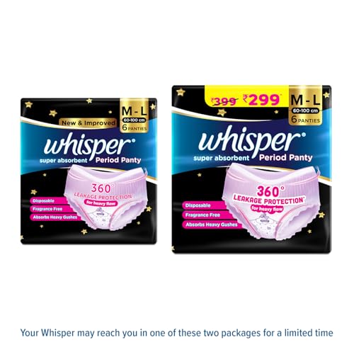 Whisper Super Absorbent Period Panty, 6 M-L Pants, 360 Degree Leakage Protection* for Heavy Flow, Panty like Fit, Full back Coverage, Absorbs Heavy Gushes, Silky Soft, Comfortable Feel - Image 2